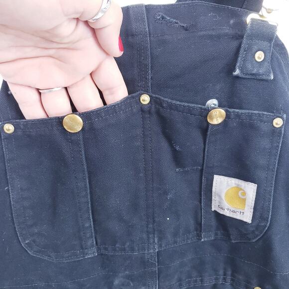 Carhartt Overalls Mens 36x30 Black Bib Double Knee Insulated R02 BLK - Picture 5 of 11